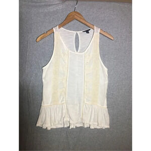 Womens American Eagle Blouse White Boho Lace Feminine Vintage Look Romantic